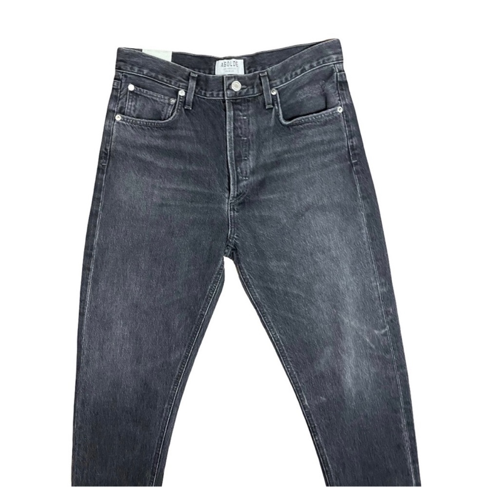 AGOLDE Jamie Straight High-rise Raw Hem Jeans In Void Washed Black - Picture 8 of 9
